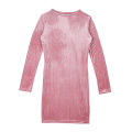 Pink Velvet Long Sleeve Slim Dress Ladies Warme sexy Figur Autumn Fashion New Women Dresses