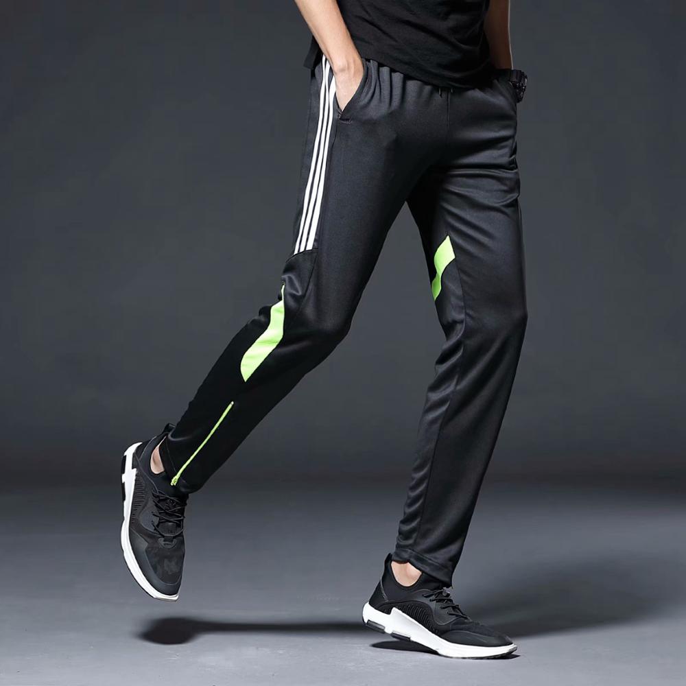 Men Sports Running Pants zipper Pockets Athletic Football Soccer Training sport Pants Elasticity Legging jogging Gym Trousers