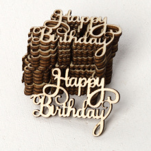15Pcs "Happy Birthday" Laser Cut Wooden Slice Handcraft Letter Carving Wood Crafts Hanging Ornaments Home Party Decoration 2019