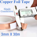 3mmx30m Adhesive Single Face Electric Conduction Copper Foil Tape EMI Shielding Guitar Slug and Snail Barrierail Barrier