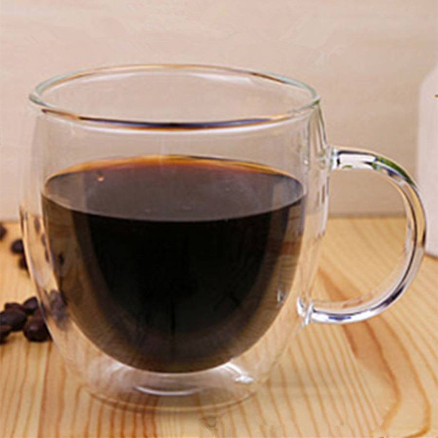 Double Wall Glass Coffee Tea Cups Heat Resistant Double Wall Coffee Mugs Transparent Lemon Mug Water Drink Cup
