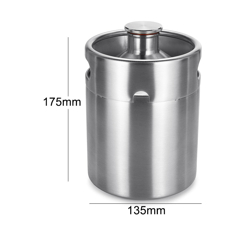 2L Durable Stainless Steel Wine Beer Keg Home Beer Dispenser Growler Beer Brewing Craft Mini Beer Keg With Faucet Pressurized