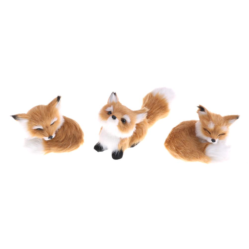 Toys Gift Simulation brown fox toy furs squatting fox model home decoration Animals World with Static Action Figures