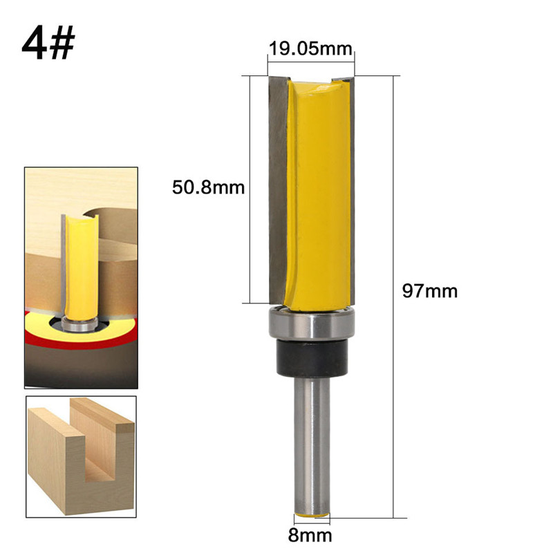 8mm Shank Mortising Router Bits Set Milling Cutter Profile Trimming Tool Straight Edge Engraving Machine Wood Cutter Woodworking