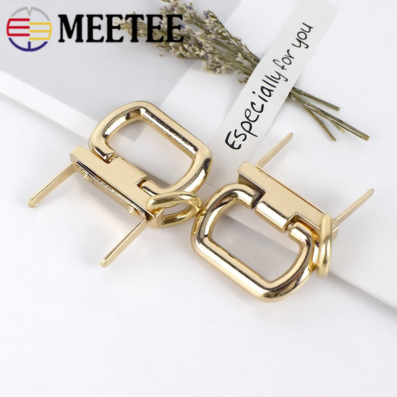 Meetee 2/4pcs Metal Handbag Clasp Buckle O Ring Handles Straps Chain Hook Buckles DIY Hardware Bag Hanger Connector Accessories