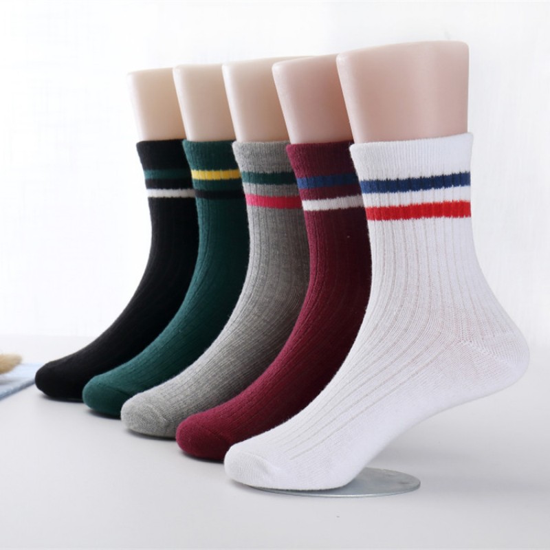 New Autumn Winter Girls Socks Cotton Stripes Fashion Children Socks 3-12 Year Kids Boys Socks