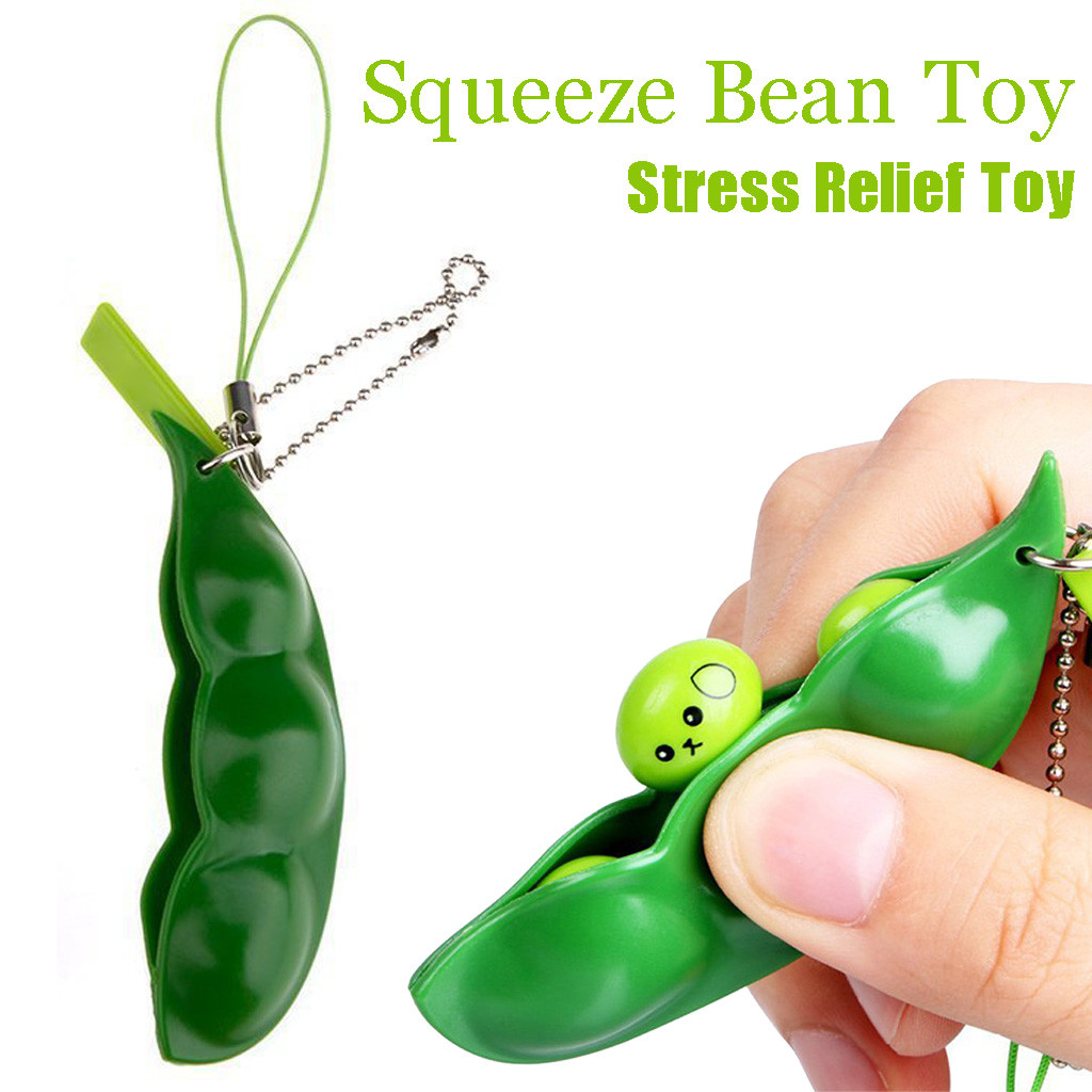 сквиши Green Peas Squishy Squeeze Bean Toy AntiStress Squishies Toys антистресс Keychain Improve Focus Toy мягкие игрушки