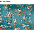 RUOPOTY Birds And Flower DIY Painting By Numbers Kits Drawing On Canvas Home Wall Art Decor Handpainted Painting For Artwork