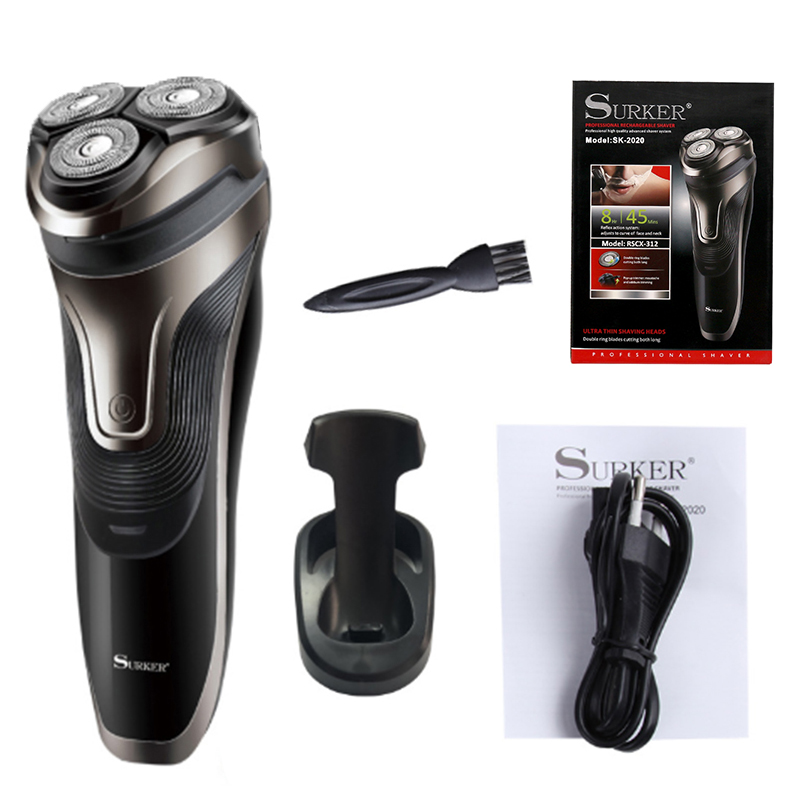 Rechargeable beard electric shaver male rotary electric razor for men wet dry facial shaving machine close hair cleaning shaver