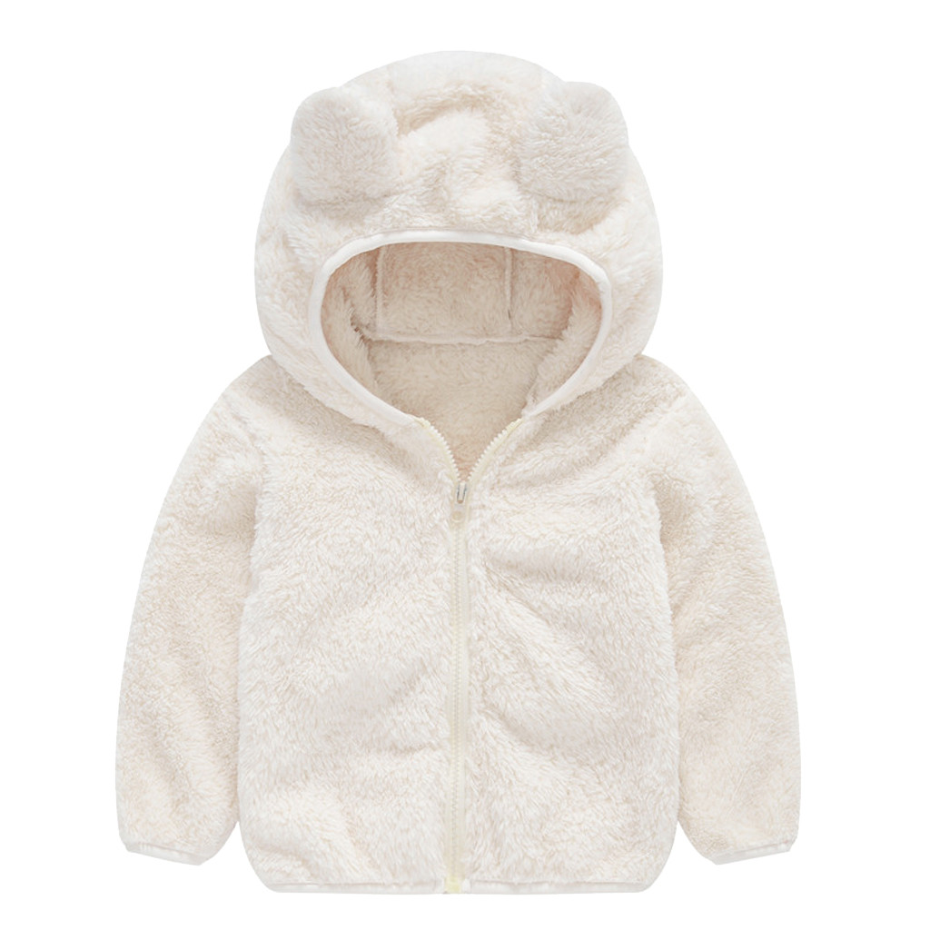 Baby Girls Jacket Autumn Winter Clothes For Toddler Kids Baby Gril Boy Cute Ear Zipper Solid Thick Hooded Coat Warm Outwear#g4