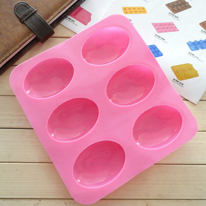 6 Slots Silicone Soap Mould 3D Oval Shape Handmade Jelly Maker Cake Mold Tool  For Drop Shipping