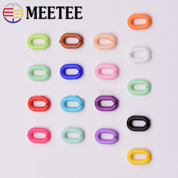 Meetee 230pcs 15X10mm Colorful Acrylic Chain Links Plastic O Ring Strap Chain Buckles DIY Earring Jewelry Accessories BF511