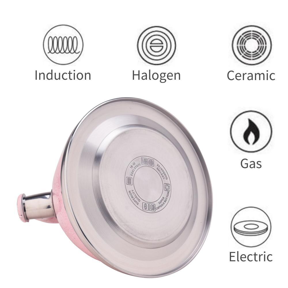 Pink Mirror Stainless Steel Whistling Water Kettle