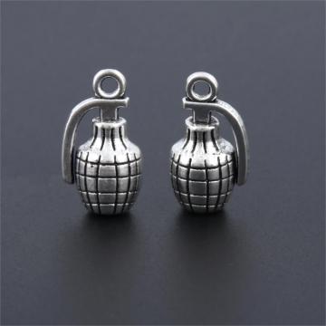 10Pcs Silver Color Hand Grenades Charms Bombs Pendant Making Metal Necklaces Men Gift Jewelry Accessories Crafts 18X12mm A3174