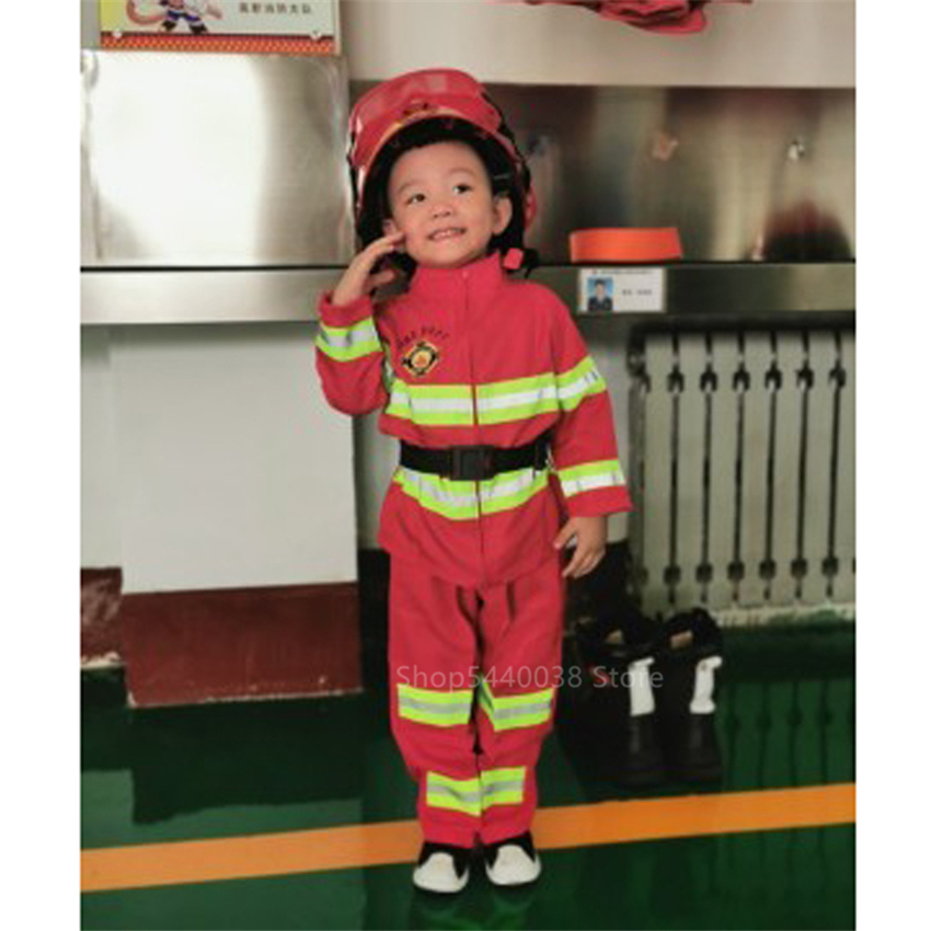 Halloween Carnival Party Fireman Exercise Army Suit Kids Firefighter Uniform Children Sam Role Play Boy Girl Cosplay Costumes