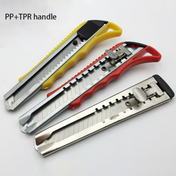 Retractable Utility Knife with PP+TPR Handle 18mm Large Paper Cutter work Knife Box Cutter Students Utility Knife Snap Off