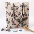 YILE Cotton Linen Eco Reusable Shopping Shoulder Bag Tote Butterfly L230 NEW
