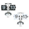 Retro Flip Over Clock Stainless Steel Flip Internal Gear Operated Quartz Clock Small Scale Table Clock Table Desk Decor