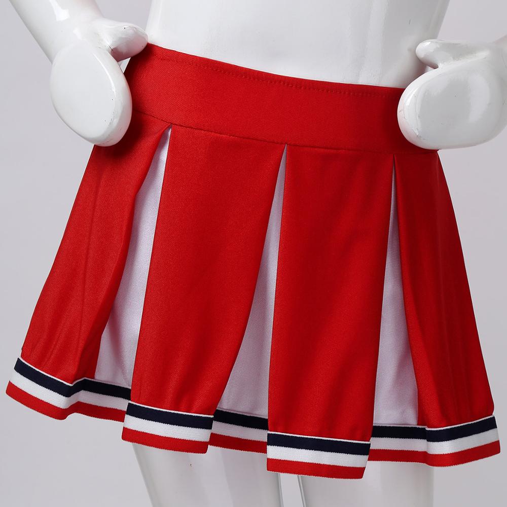 Kids Girls Cheerleading Uniforms Outfit Sleeveless Crop Top with Pleated Skirt Set for Cosplay Performance Cheerleader Costume