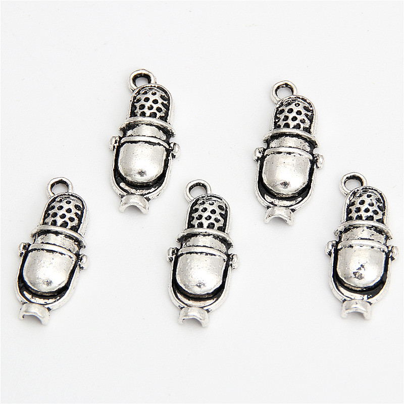 30pcs Microphone Charms Bracelet Necklace Pendant Charms For Jewelry Making Accessories DIY Handmade Crafts A2933
