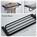 Matte Black SUS 304 Stainless Steel Bathroom Hardware Set Robe Hook Shampoo rack Towel Ring Towel Shelf Bathroom Accessories