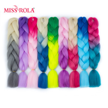 Miss Rola Ombre Synthetic Jumbo Braiding Hair 24inch High Temperature Fiber 100g Rainbow Tone Color