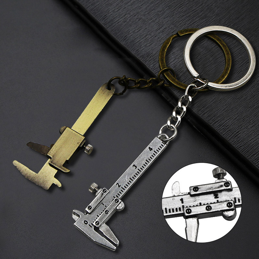 Special Simulation Mini Vernier Caliper Keychain Zinc Alloy Keychain Chain Tool Pendant Portable Tool