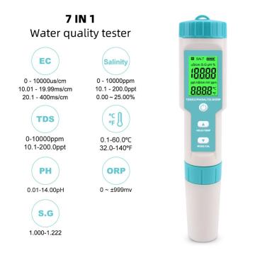 Yieryi New 7 in 1 PH / TDS / EC / ORP / Seawater Specific Gravity / Salinity / Temperature C-600 PH Meter Water Quality Monitor