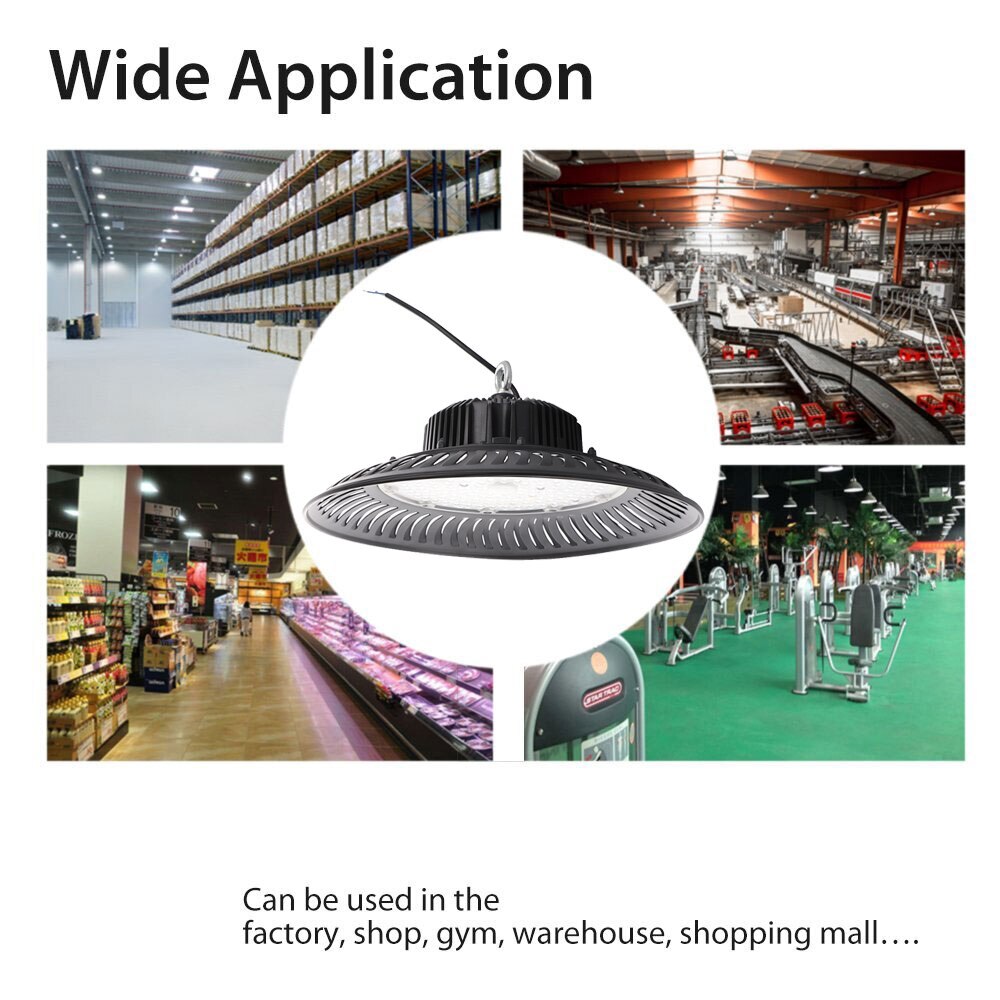 50W-200W UFO LED High Bay Light Fixture 14000lm 6500K Daylight Industrial Commercial Bay Lighting for Warehouse Workshop