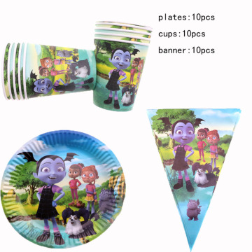30Pcs Vampirina Girl Plates Cups Banners Girl birthday ideas Disposable Tableware Gifts Party Supplies Wedding Decoration