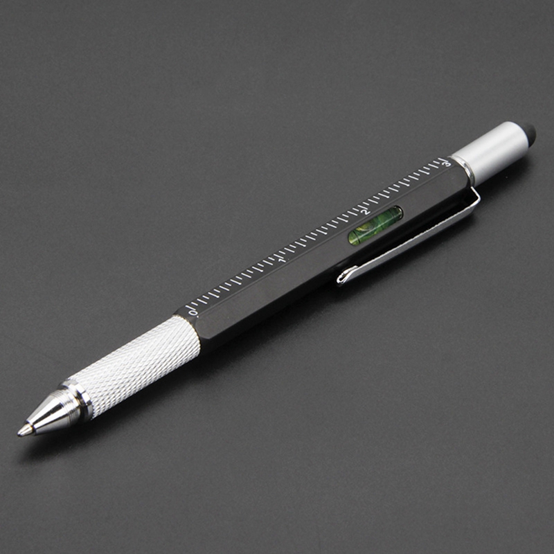 New Arrival 1PCS Pocket 6 in 1 Multi Function Pen with Touch Screen Ruler Level Multi Head Mini Screwdriver Promotion Gifts