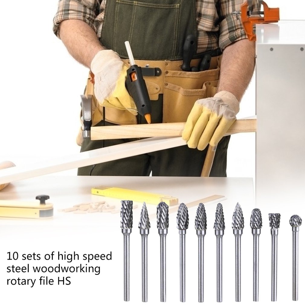 10 Piece Set Of High Speed Steel Electric Grinder Grinding Head Woodworking Rotary File Milling Cutter Carving Knife