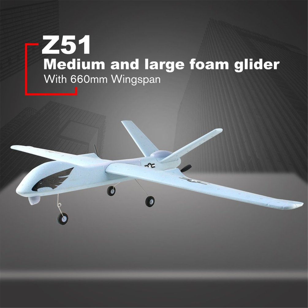 Z51 Predator 2.4G 2CH 660mm Wingspan Remote Control RC Airplane Plane Fixed Wing Glider Drone with Built-in Gyro Kids Xmas Gift