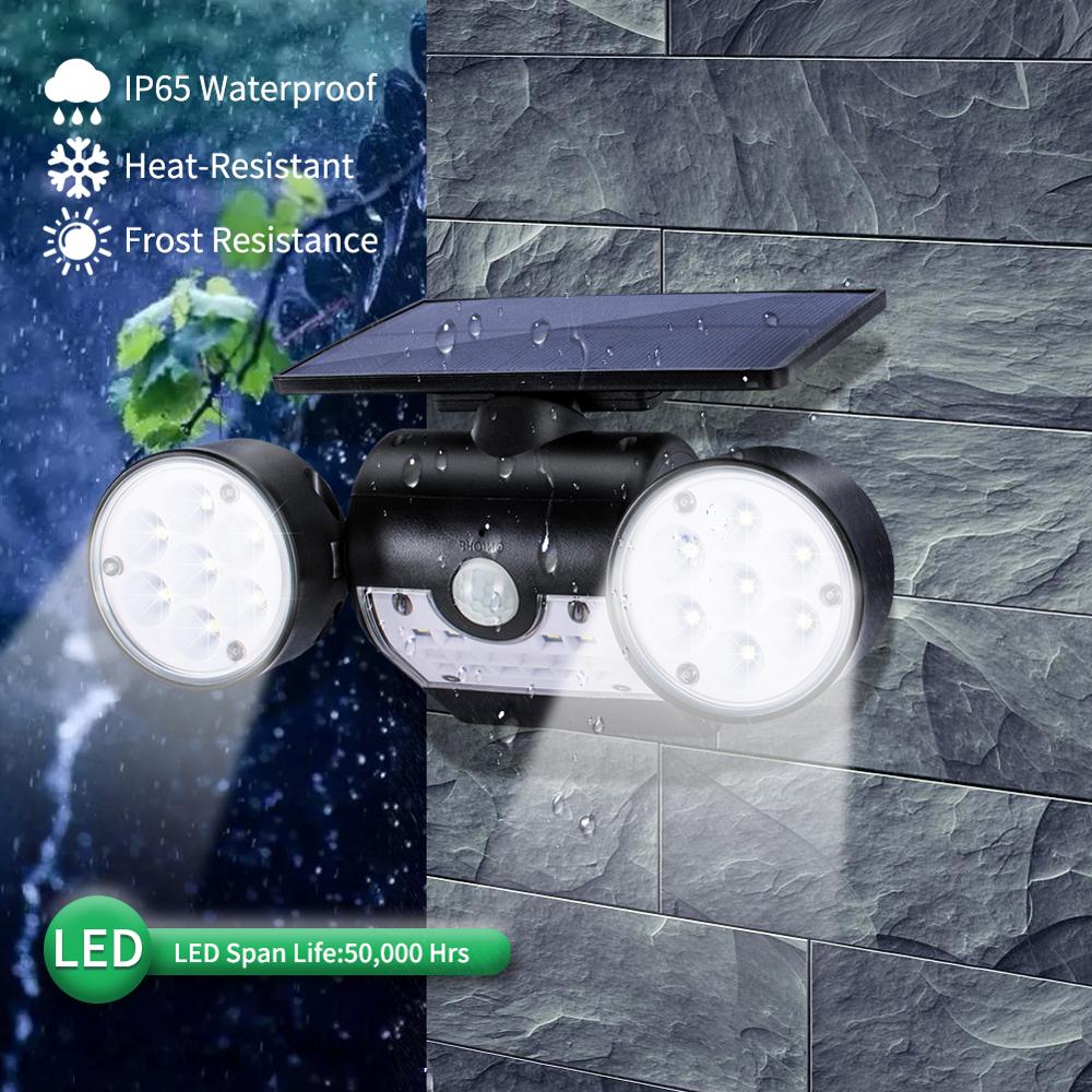 Outdoor Wall lamp Solar LED Light Motion Sensor Wall Lights 30 LED IP65 Waterproof Dual Light Head Patio Garage Fast Shipping