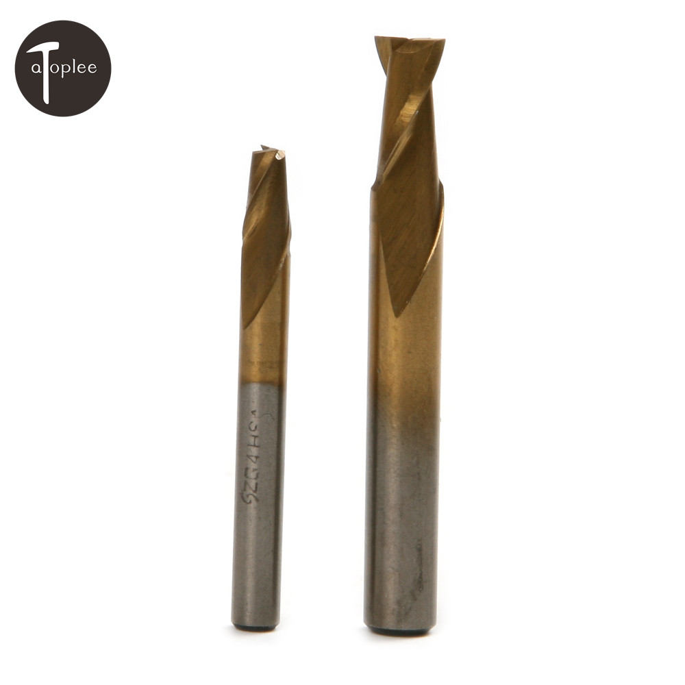 1pc 4mm 6mm Shank Titanium Coated Aluminium HSS 2 Flute Mills CNC Bits End Mills High Hardness Forming&Cutting Cutter Tools