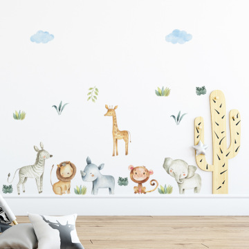 Cartoon Hand Drawn Animals Wall Sticker for Home Decor Kids room Kingdergarten Wall Decor Stickers Vinyl Wall Decals Home Decor