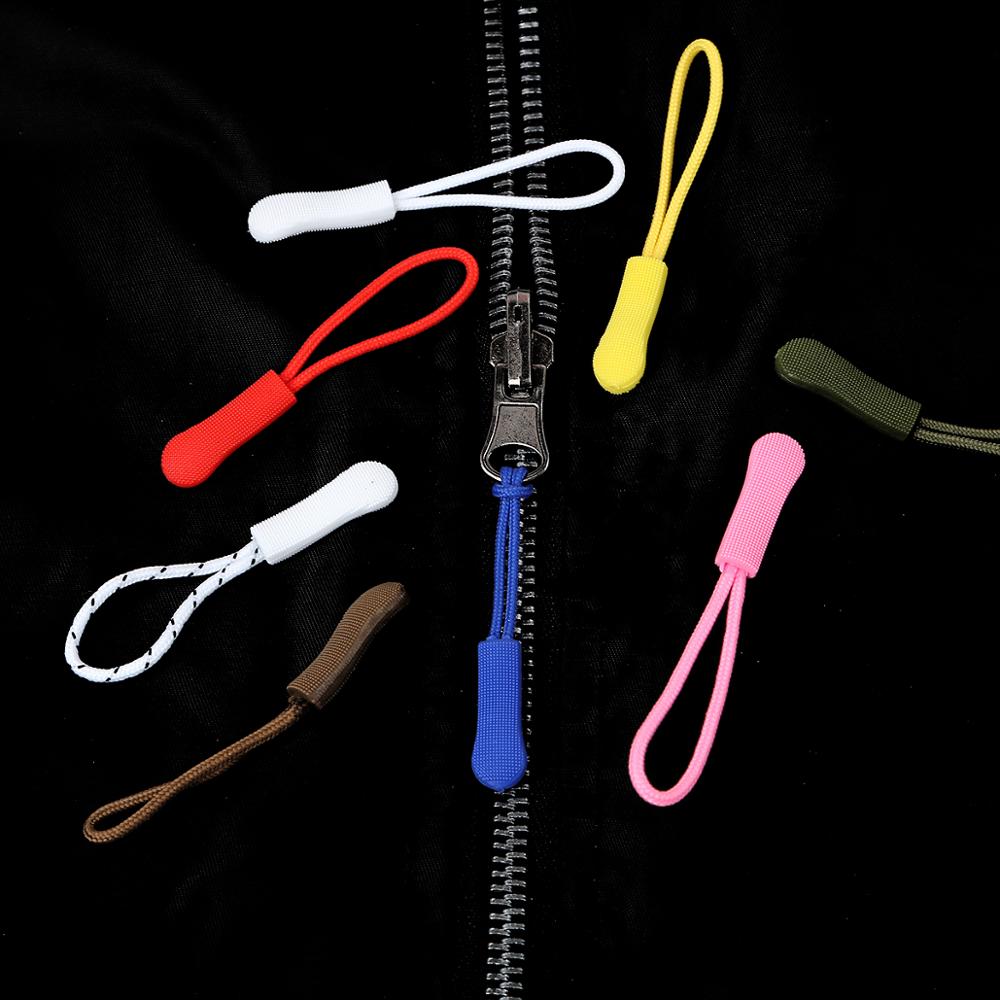 10Pcs Color Cord Zipper Pull Apparel Bag Tactical Backpack Accessories Zip Puller DIY Zipper Head Cord Rope Strap Lariat Slider
