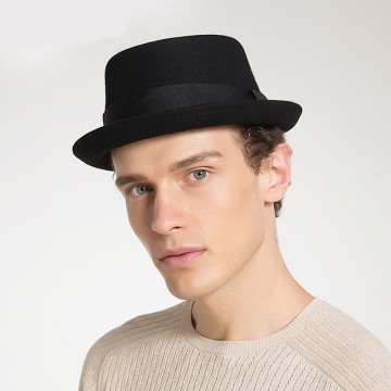 2019 Hat Fashion 100% Australia Wool Men's Fedora Hat with Pork Pie Hat for Classic Church Wool Felt Hat