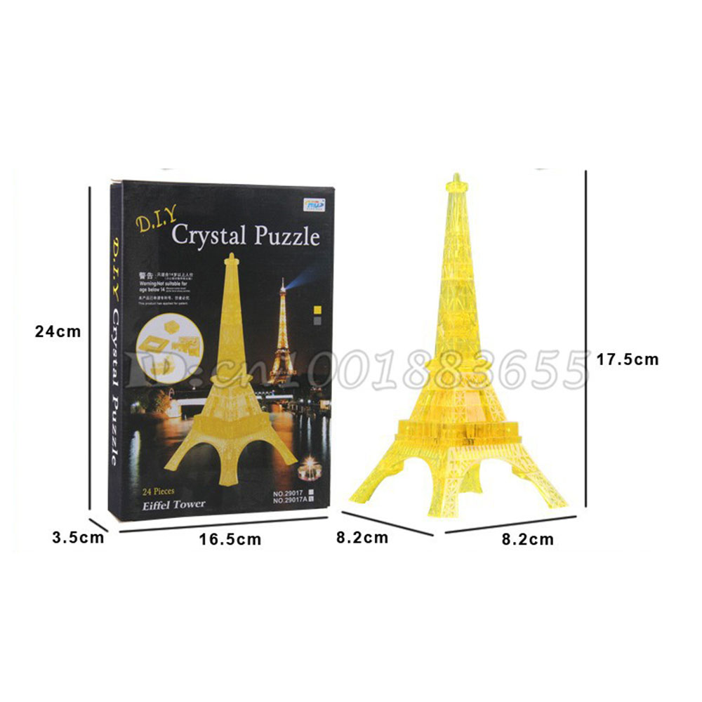 Free shipping dimensional crystal puzzle plastic building assembled toy gift. led music Ai Eiffel Tower in Paris