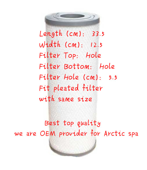 free shipping 12 pcs/lot Arctic Spas filter 335mm long x 125mm (OD) x 55mm hole and micron 800 sq/ft hot tub filter