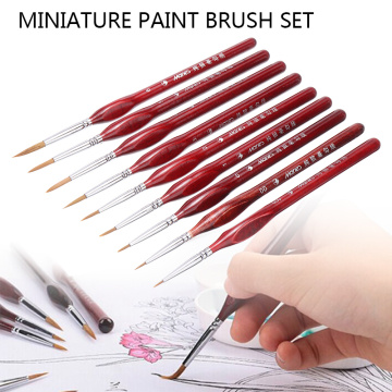 9pcs Fine Paint Brush Set Sable Hair Miniature Detail Art Nail Drawing Brush Oil Painting Gouache Thin Hook Line Pen Art Supply