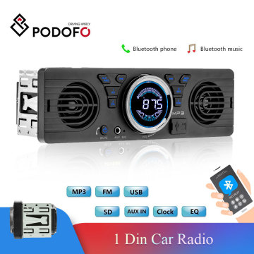 Podofo 1 Din Car Player with Bluetooth Car Radio Audio Player Vehicle Electronics In-dash MP3 Audio Player Car Stereo FM USB/TF