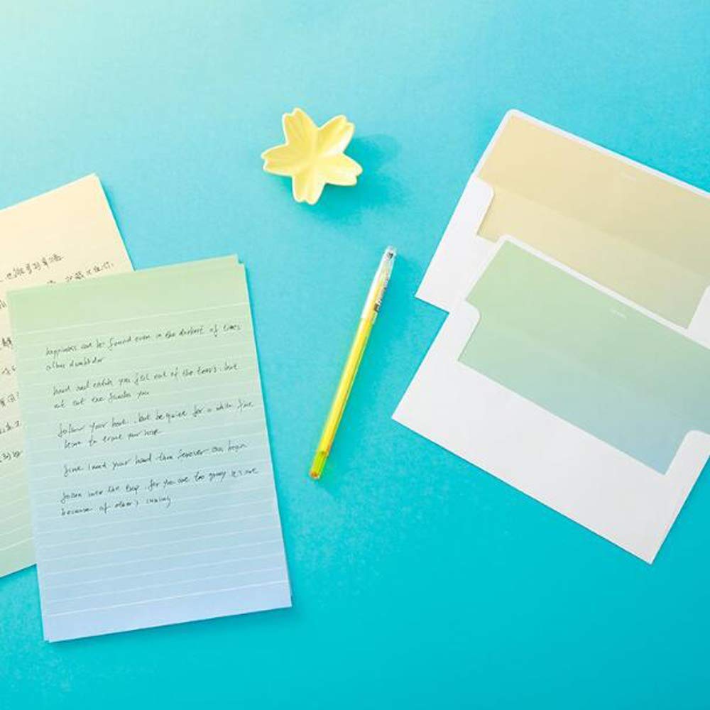 Creative Graduated Color Letter 4 PCS Writing Lined Paper and 2 PCS Envelopes Stationary Set For Kids Boys Girls Office School