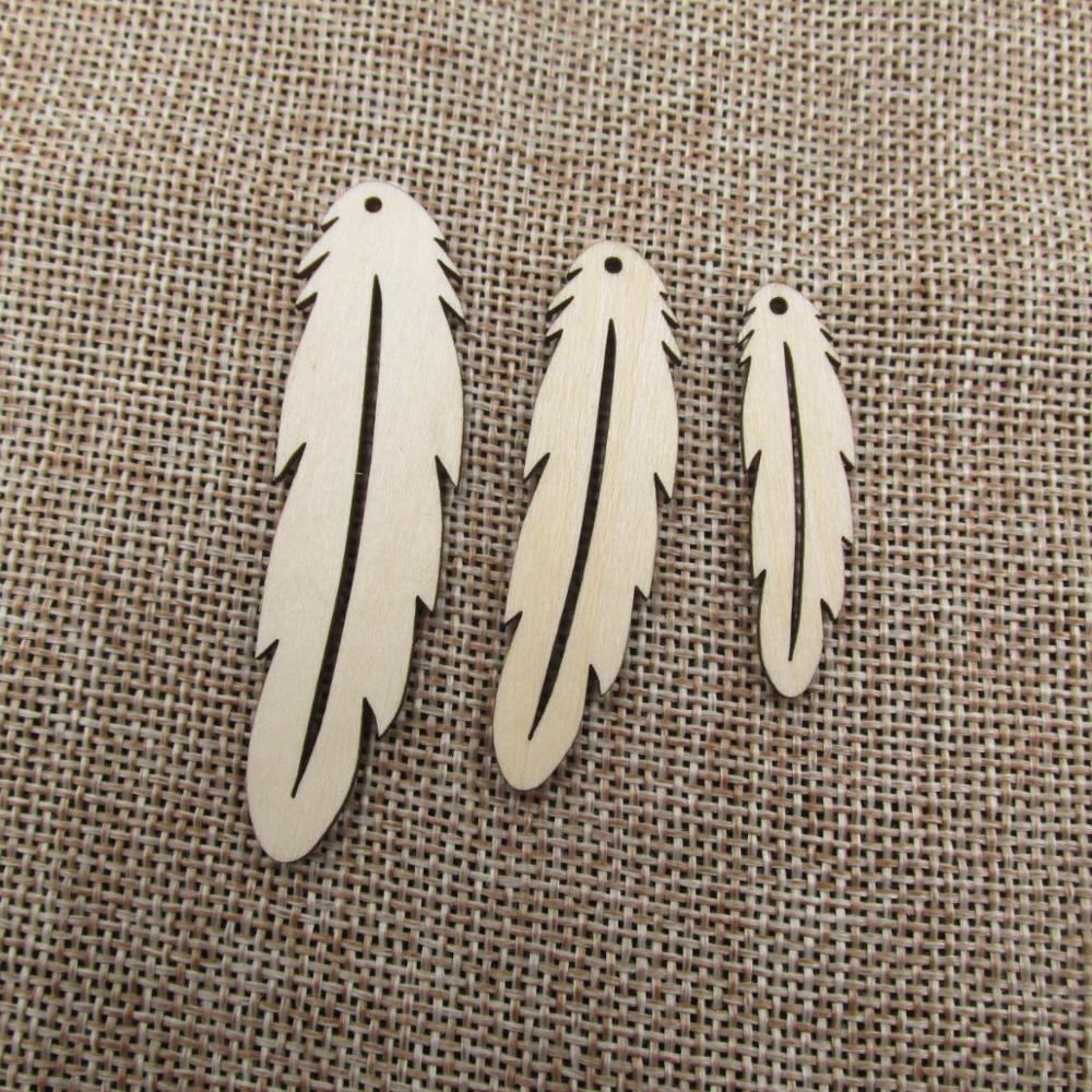 DIY Unfinished Wooden Earrings Blanks Feather Shape Blank Plywood Cut Out For Wood Project Making