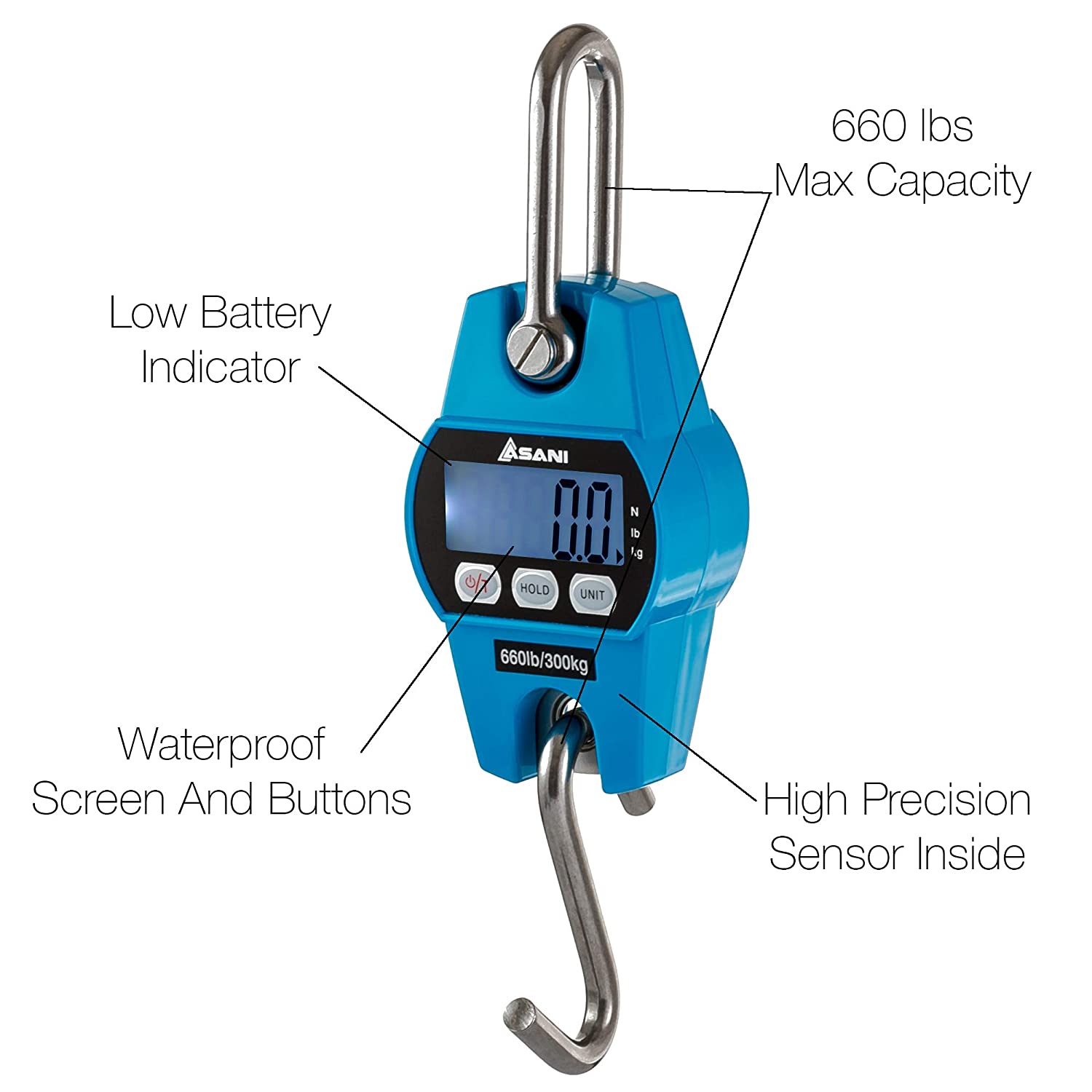 300kg 660 lb Mini Crane Scale Portable Industrial Digital Electronic Stainless Heavy Duty Digital Hanging Scales Tools
