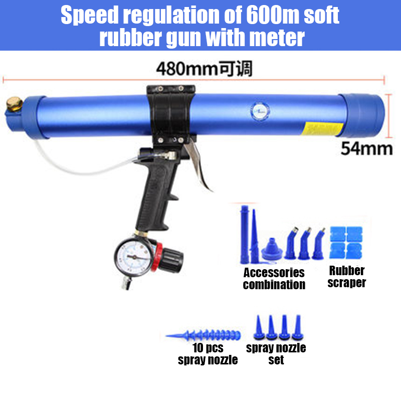 Tungfull 600ml Pneumatic Sealant Gun Adjustable Speed Pneumatic Glass Glue Gun Caulking Tool Caulking Nozzle Construction Tool