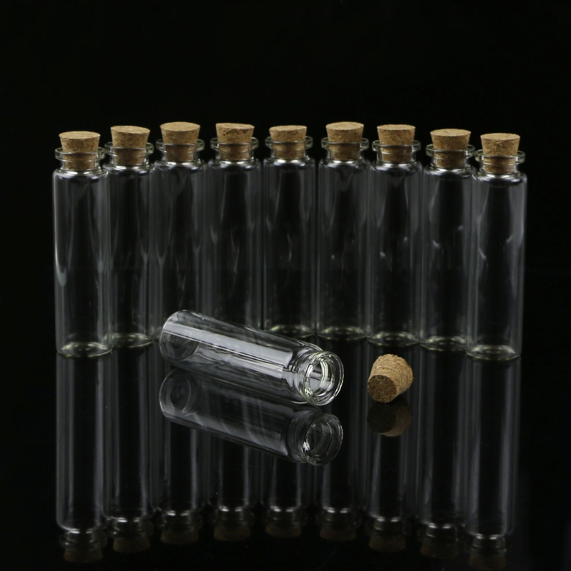 10 Pcs 20ml 22*80mm Empty Tiny Small Clear Cork Message Glass Bottles Vials