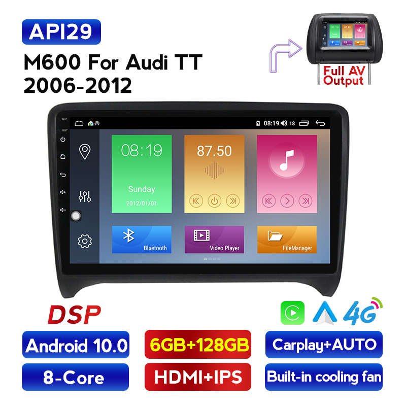 DSP IPS 4G 64G Android 10 2 DIN Car DVD GPS For Audi TT MK2 8J 2006 2007 2008 2009 2010 2011 2012 multimedia player radio 4G lte