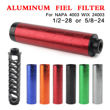 NEW 6 color Aluminum 6inch 1/2-28 or 5/8-24 Car Fuel Filter housing Car Solvent Trap FOR NAPA 4003 WIX 24003