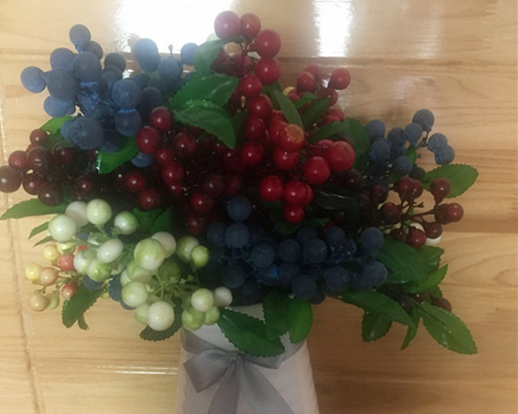 1 Bundle Artificial Blueberry Plant Flower Bud Fake Plants Decorative Wreath Berry For Wedding Home Party Decoration